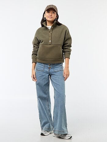 Maglione con collo a lupetto in materiale effetto montone