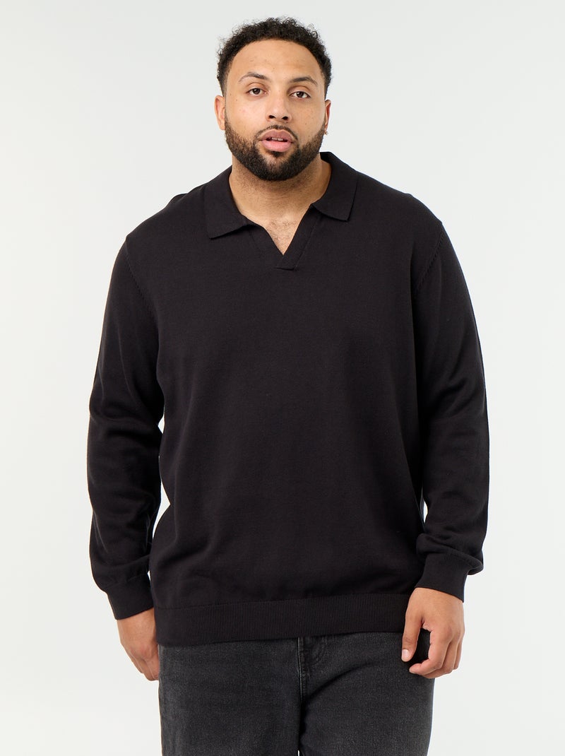 Maglione con collo a polo e maniche lunghe Nero - Kiabi
