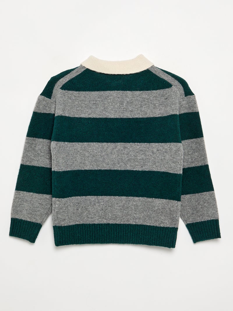Maglione con collo a polo Verde scuro - Kiabi
