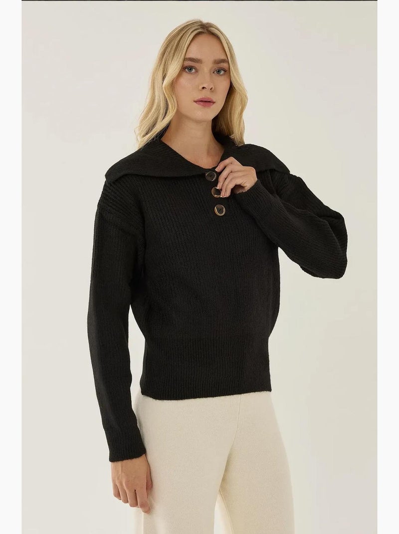 Maglione con collo a scialle e bottoni hiccup Nero - Kiabi