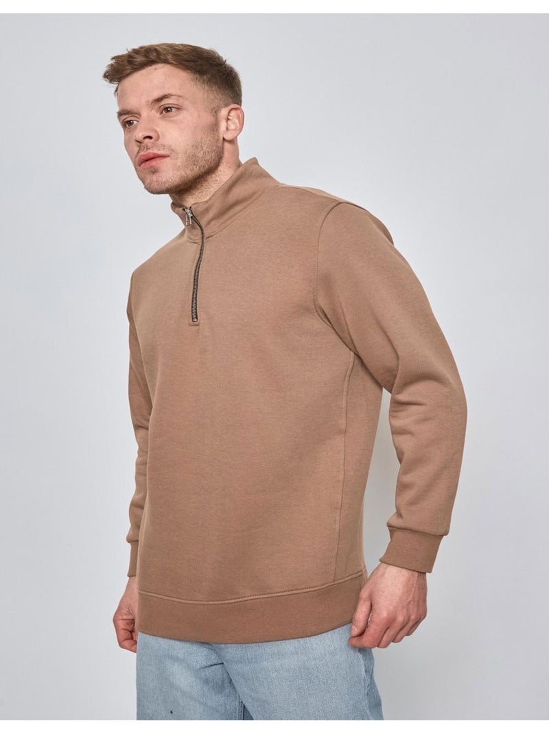 Maglione con collo a zip Kebello Beige - Kiabi