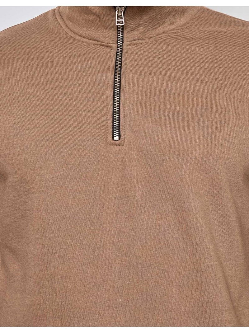 Maglione con collo a zip Kebello Beige - Kiabi