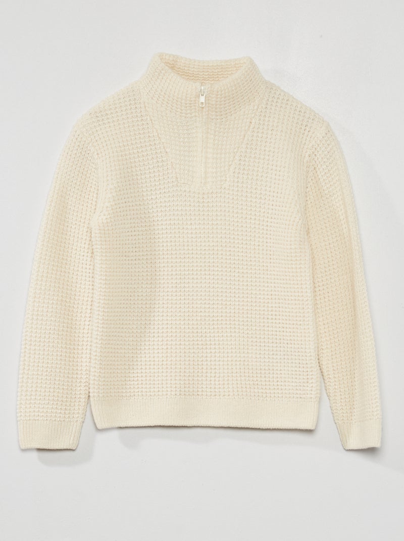 Maglione con collo alto con zip BIANCO - Kiabi