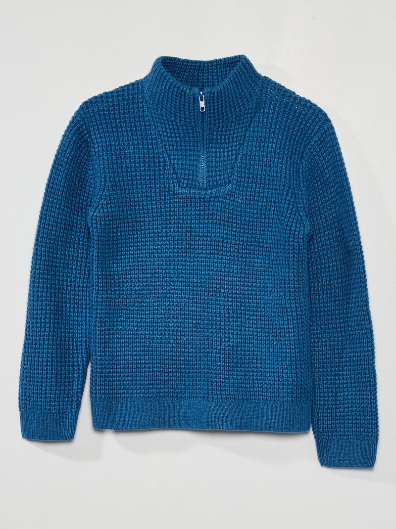 Maglione con collo alto con zip blu scuro - Kiabi