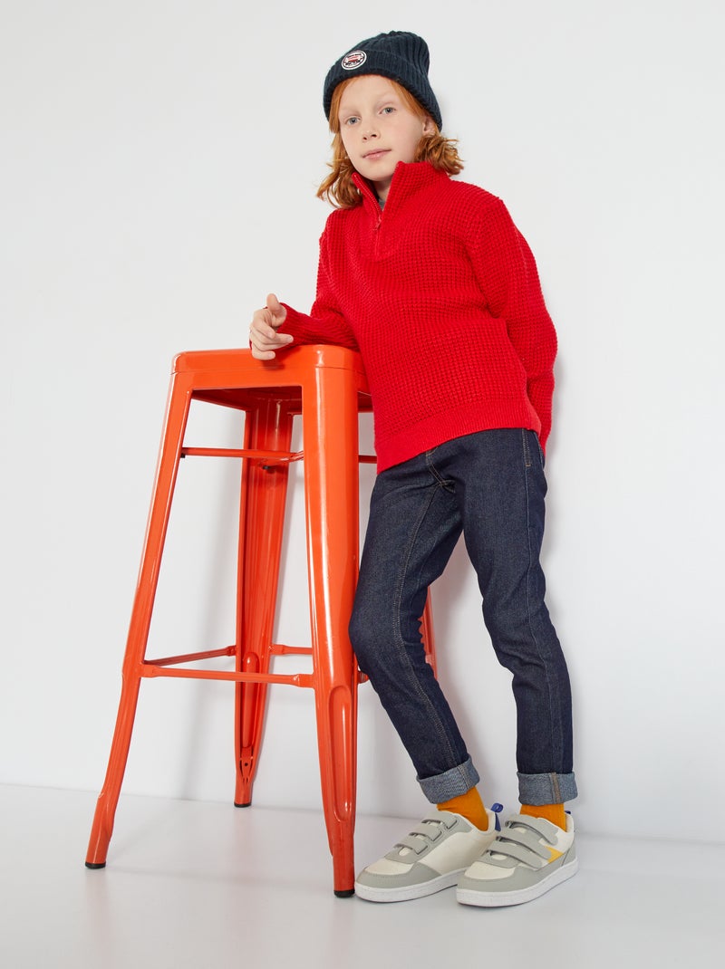 Maglione con collo alto con zip ROSSO - Kiabi