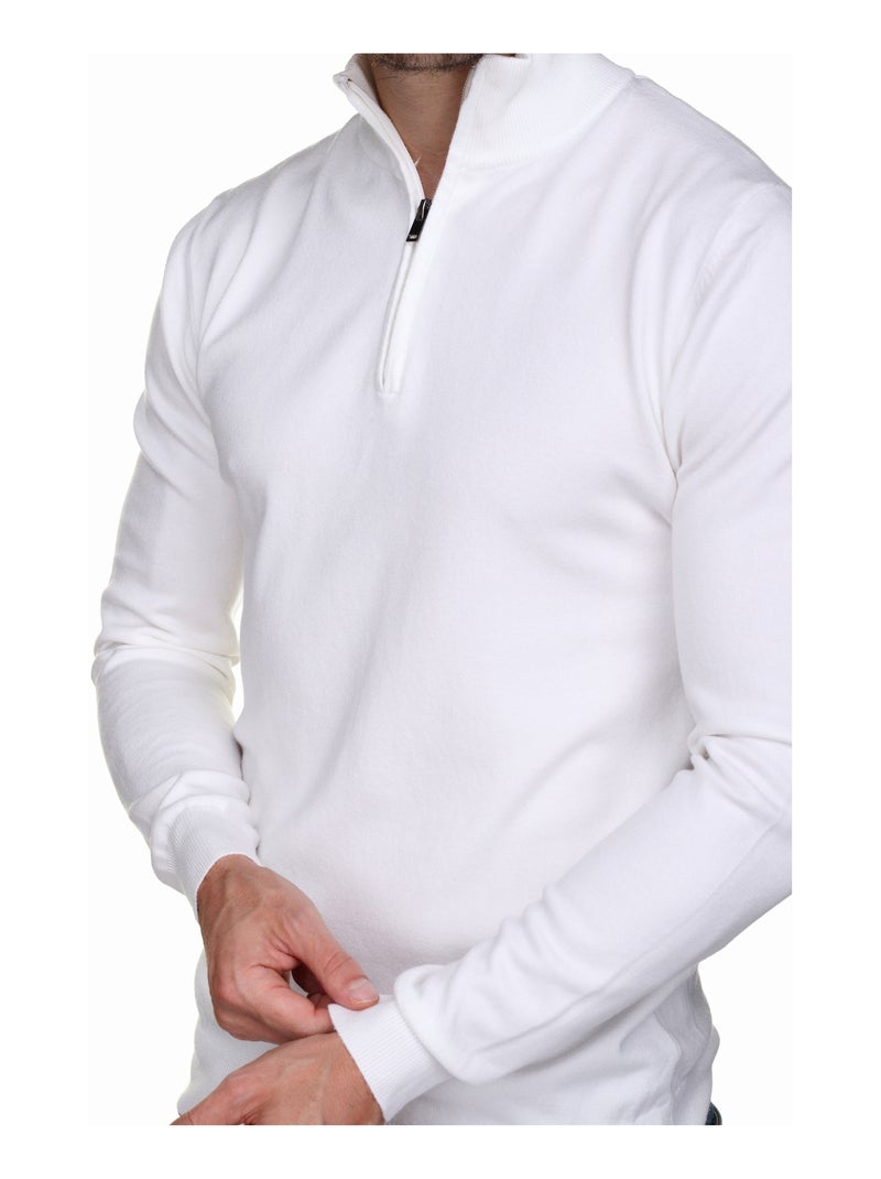 Maglione con collo alto e cerniera - Kenzarro Bianco - Kiabi