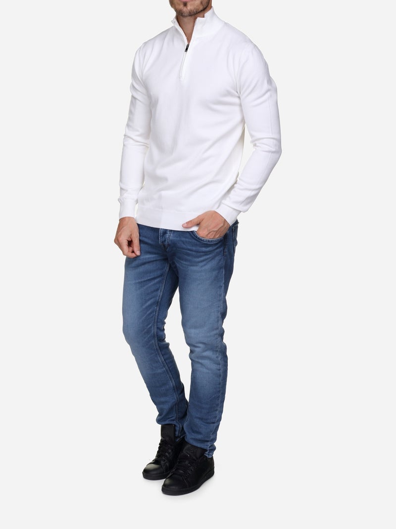 Maglione con collo alto e cerniera - Kenzarro Bianco - Kiabi