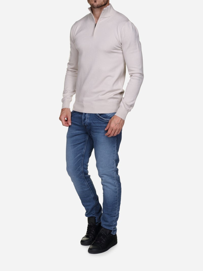 Maglione con collo alto e cerniera - Kenzarro Crema - Kiabi