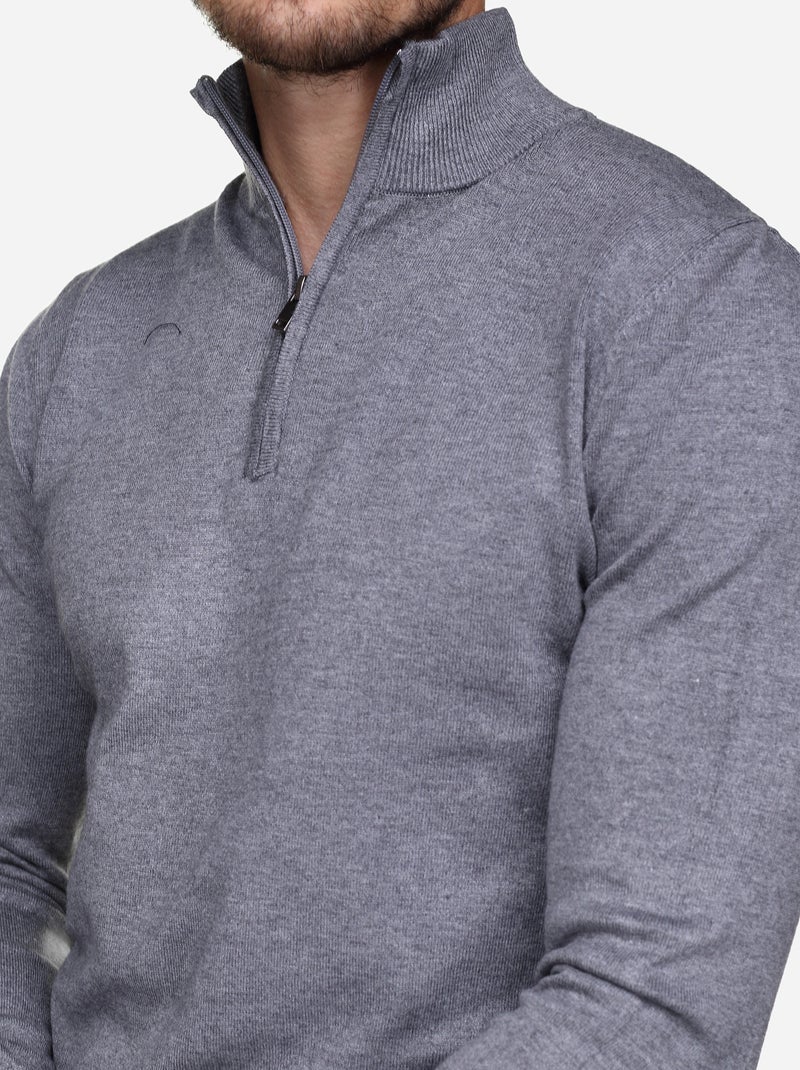 Maglione con collo alto e cerniera - Kenzarro Grigio chiaro - Kiabi