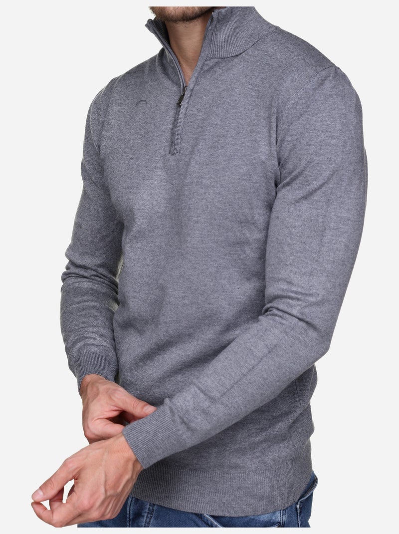 Maglione con collo alto e cerniera - Kenzarro Grigio chiaro - Kiabi