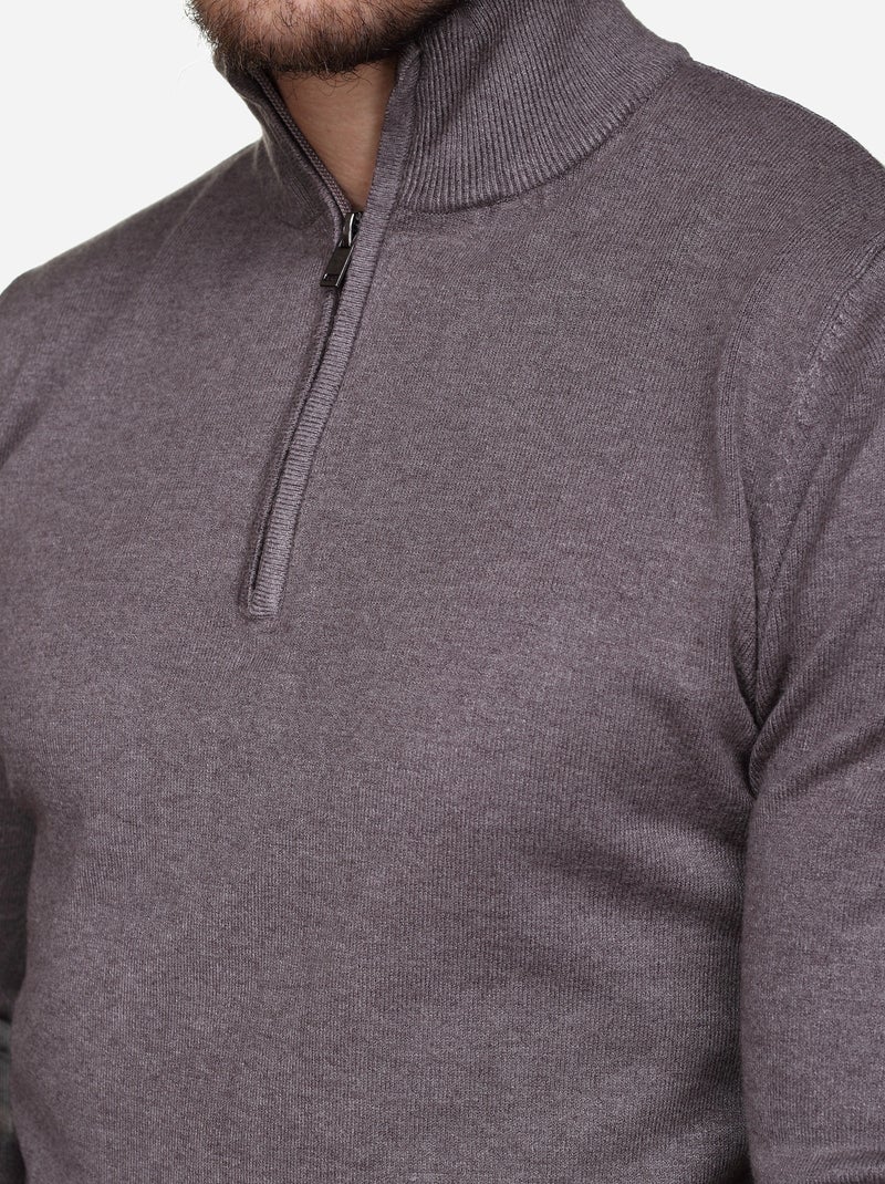 Maglione con collo alto e cerniera - Kenzarro Marrone - Kiabi