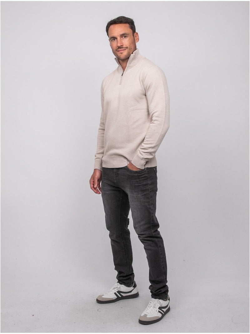 Maglione con collo alto e zip larko Beige - Kiabi