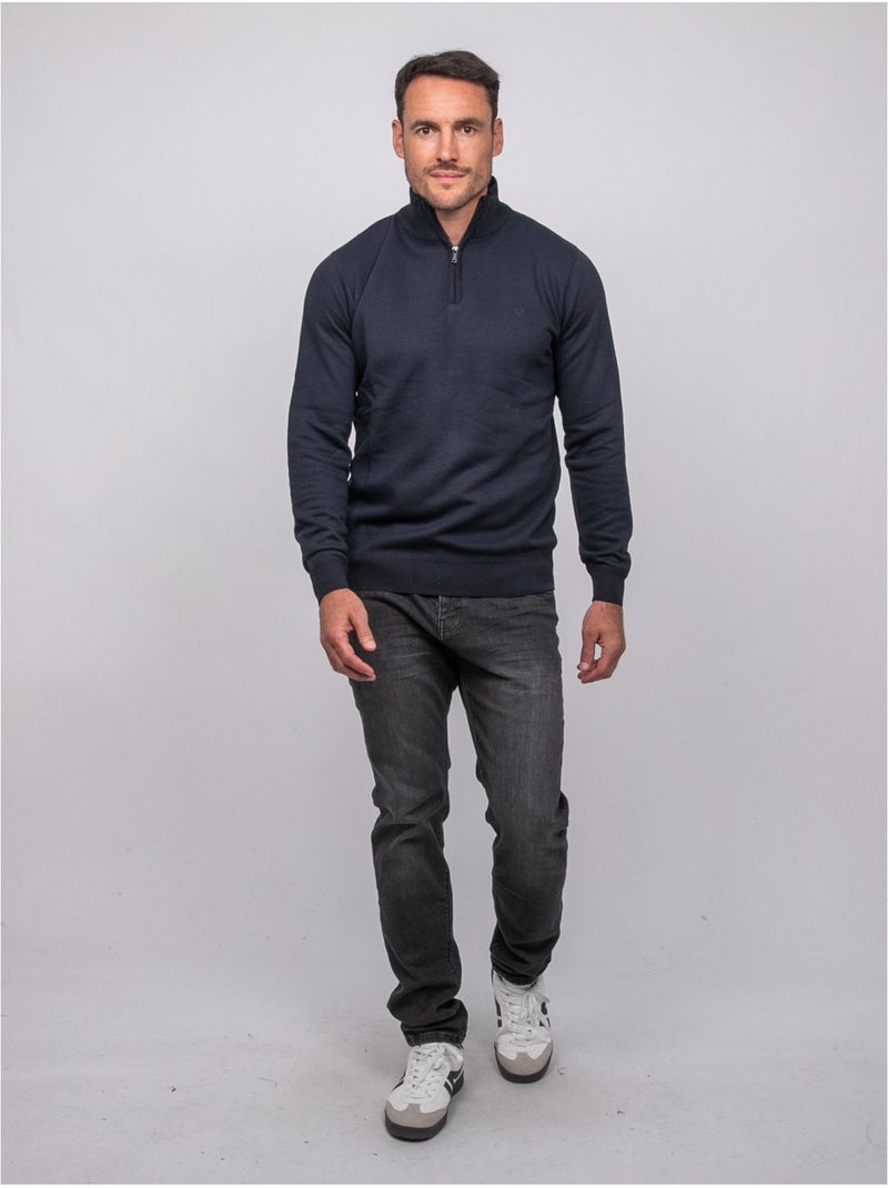 Maglione con collo alto e zip larko Blu marino - Kiabi