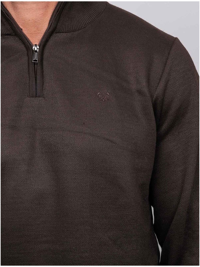 Maglione con collo alto e zip larko Marrone - Kiabi