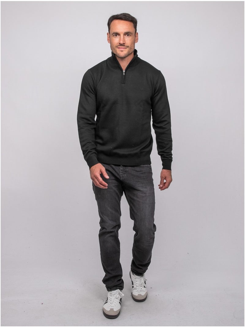Maglione con collo alto e zip larko Nero - Kiabi