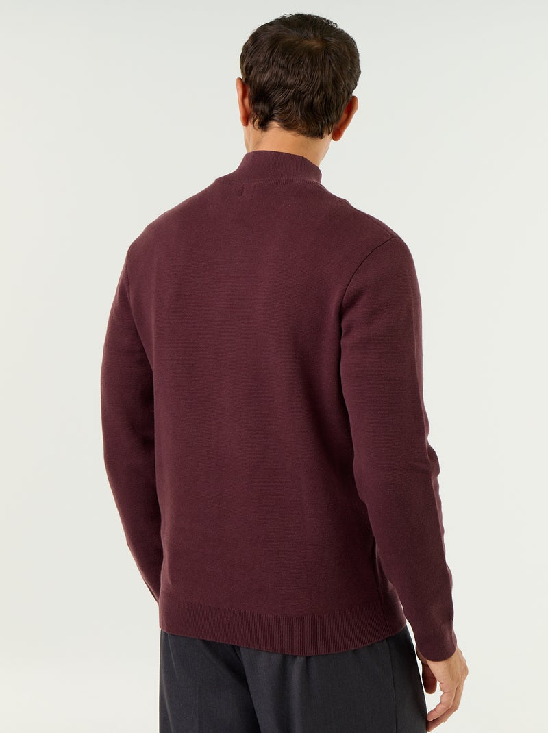 Maglione con collo alto e zip Viola - Kiabi