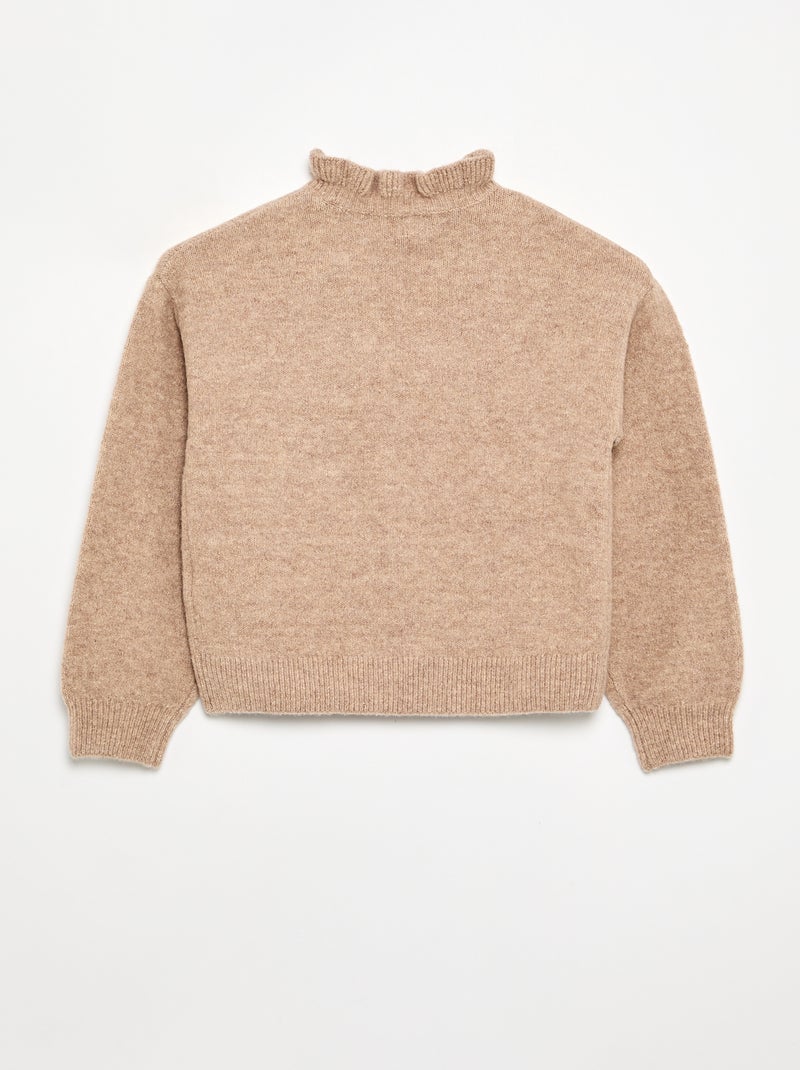 Maglione con collo alto ondulato Beige - Kiabi