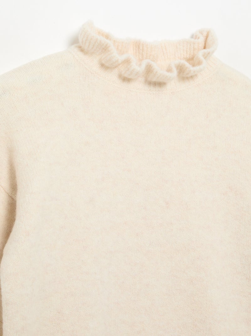 Maglione con collo alto ondulato Bianco Ecru - Kiabi