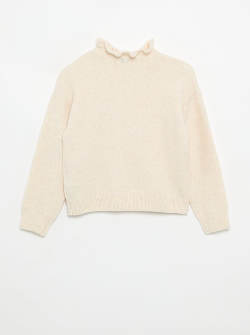 Maglione con collo alto ondulato Bianco Ecru - Kiabi