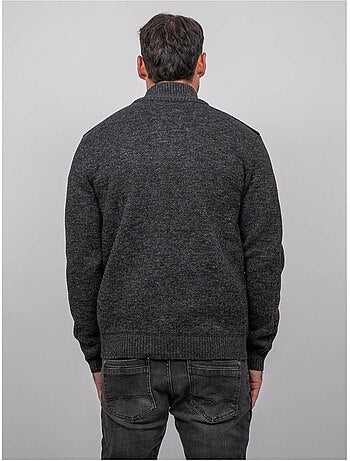 Maglione con collo camionista, zip e inserti scamosciati lotiron