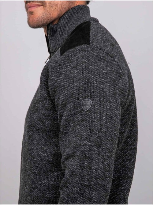Maglione con collo camionista, zip e inserti scamosciati lotiron - Kiabi Maglione con collo camionista, zip e inserti scamosciati lotiron - Kiabi