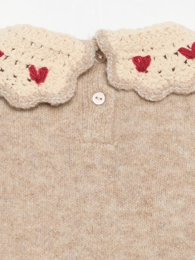 Maglione con collo fantasia Beige - Kiabi