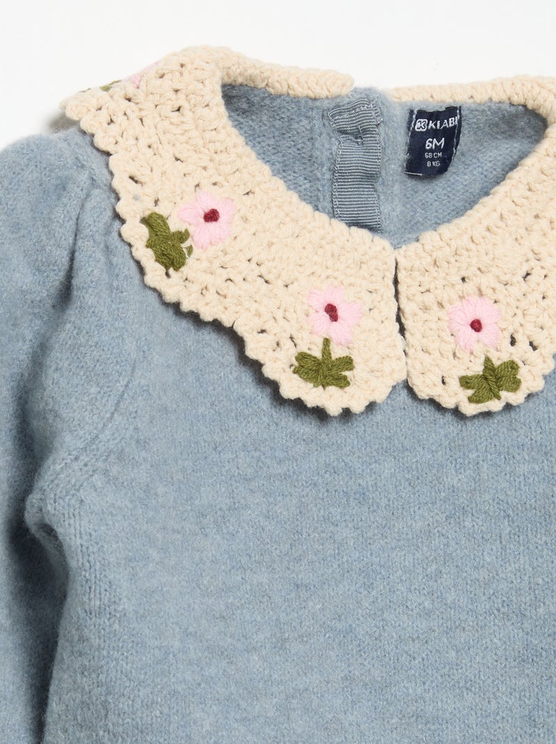 Maglione con collo fantasia Blu - Kiabi