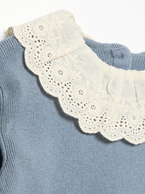Maglione con collo fantasia in pizzo sangallo - Kiabi