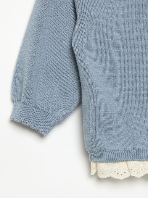 Maglione con collo fantasia in pizzo sangallo - Kiabi