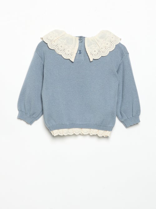 Maglione con collo fantasia in pizzo sangallo - Kiabi
