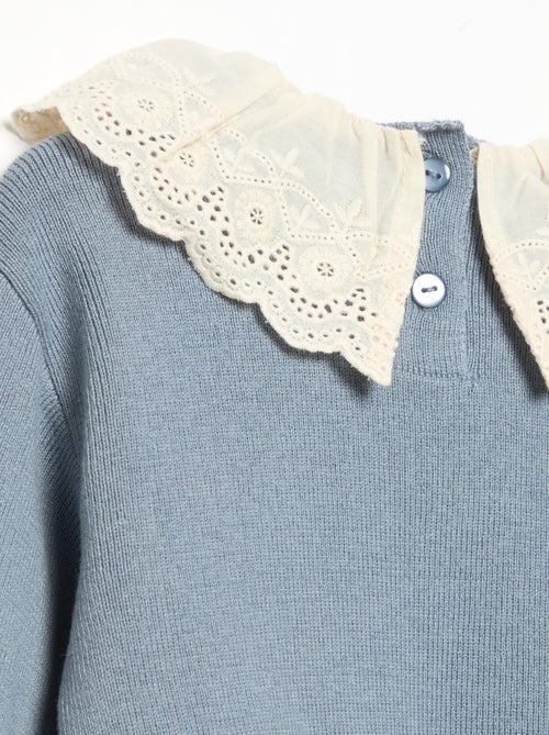 Maglione con collo fantasia in pizzo sangallo - Kiabi