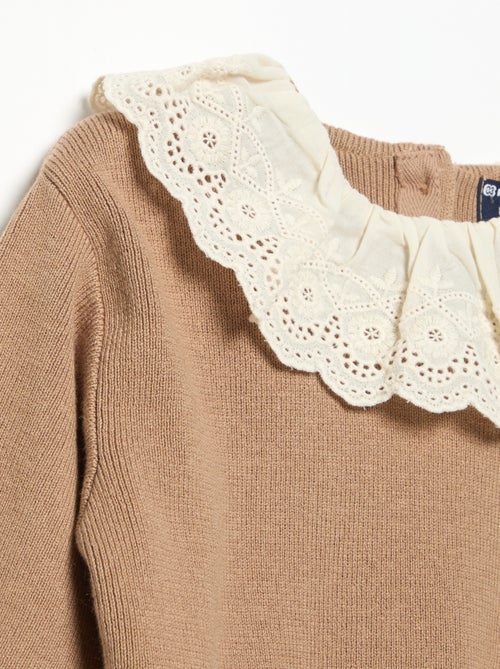 Maglione con collo fantasia in pizzo sangallo - Kiabi