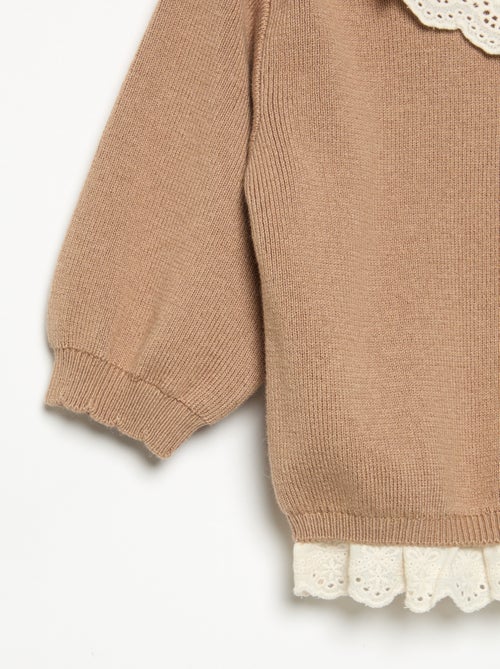 Maglione con collo fantasia in pizzo sangallo - Kiabi