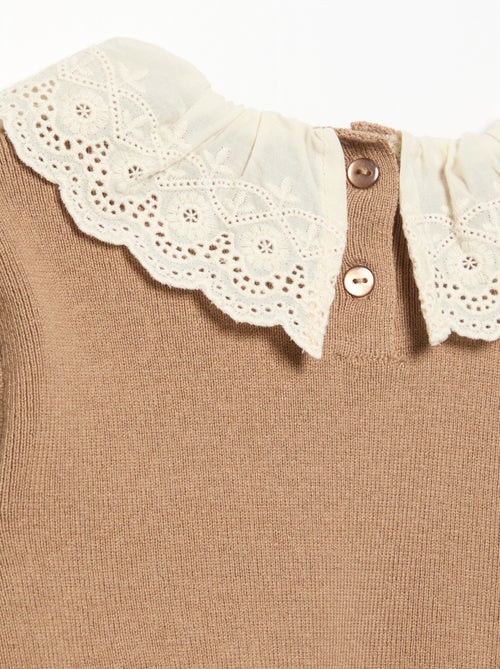 Maglione con collo fantasia in pizzo sangallo - Kiabi