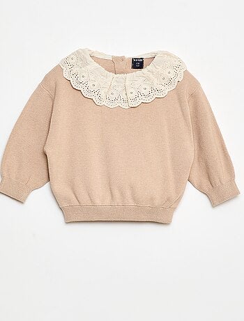 Maglione con collo in voile di cotone