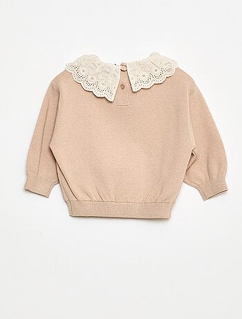 Maglione con collo in voile di cotone