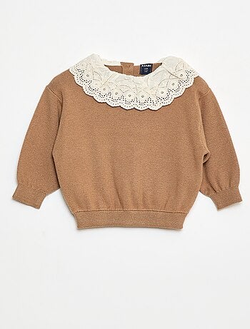 Maglione con collo in voile di cotone