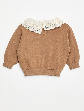 Maglione con collo in voile di cotone