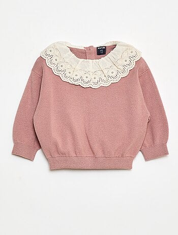 Maglione con collo in voile di cotone