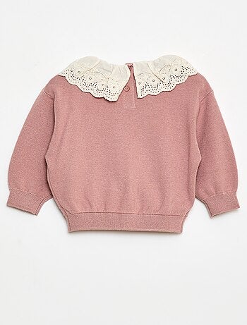 Maglione con collo in voile di cotone