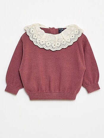 Maglione con collo in voile di cotone