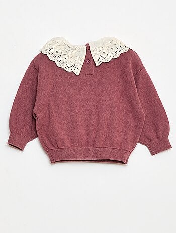 Maglione con collo in voile di cotone