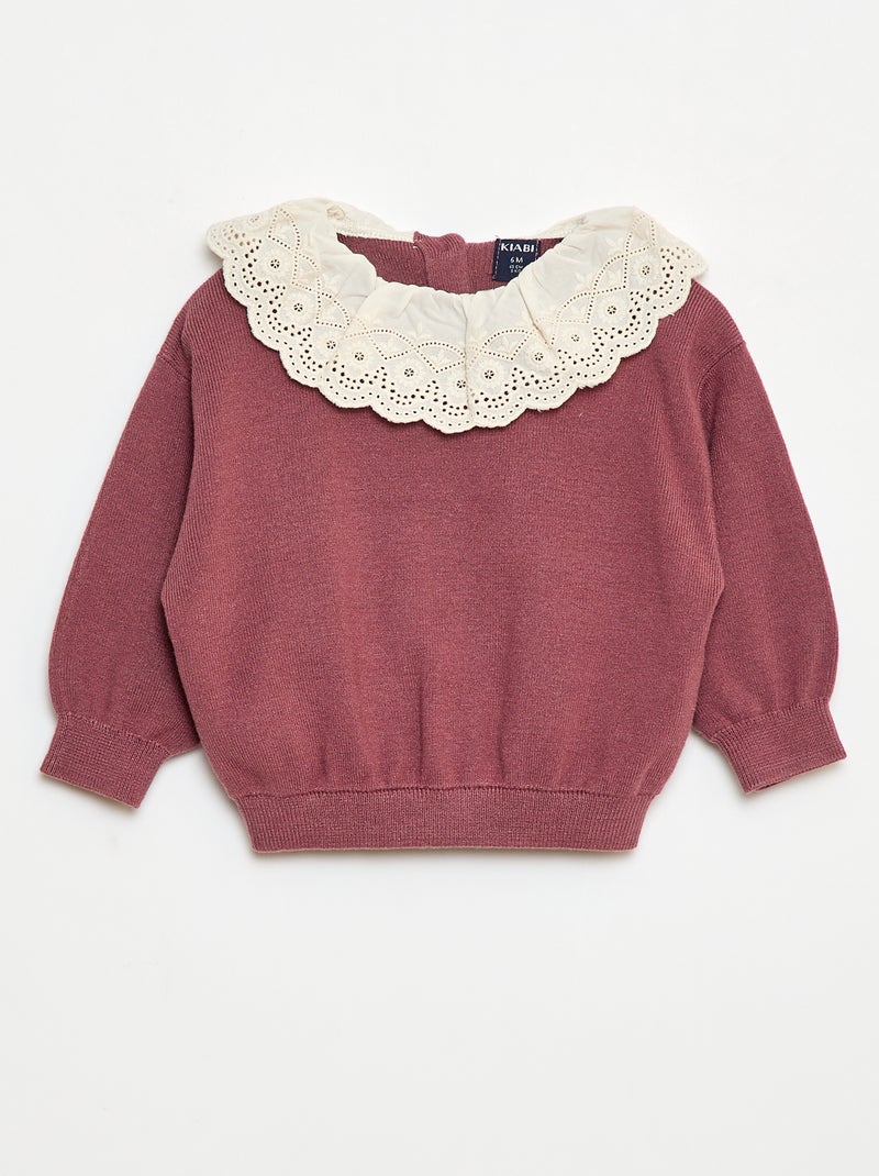 Maglione con collo in voile di cotone Rosa - Kiabi