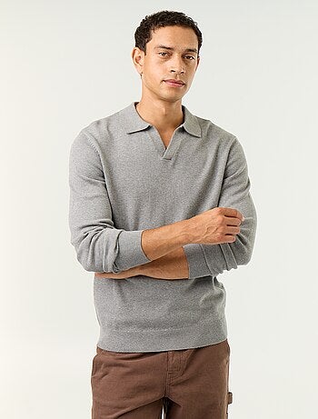 Maglione con collo polo a maniche lunghe