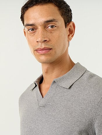 Maglione con collo polo a maniche lunghe
