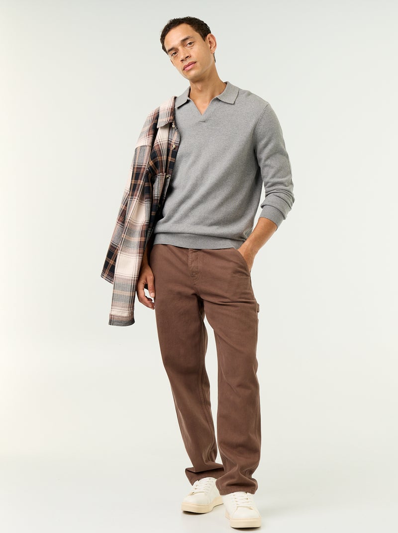 Maglione con collo polo a maniche lunghe Grigio - Kiabi