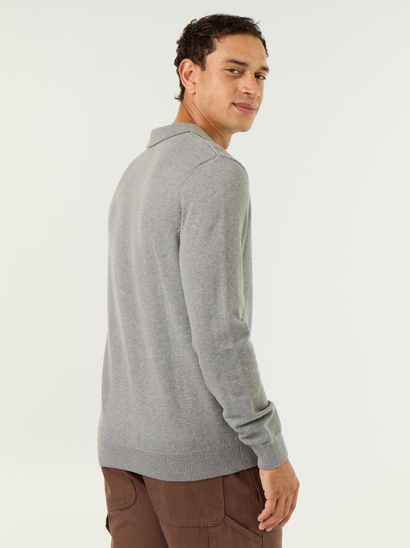 Maglione con collo polo a maniche lunghe Grigio - Kiabi