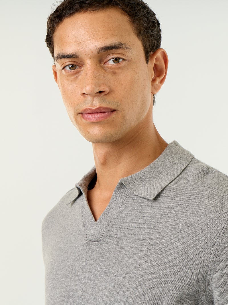 Maglione con collo polo a maniche lunghe Grigio - Kiabi