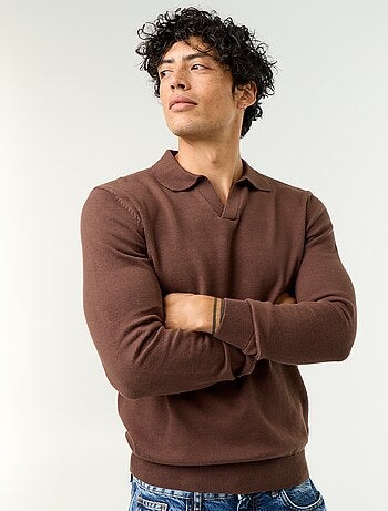Maglione con collo polo a maniche lunghe