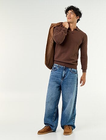 Maglione con collo polo a maniche lunghe